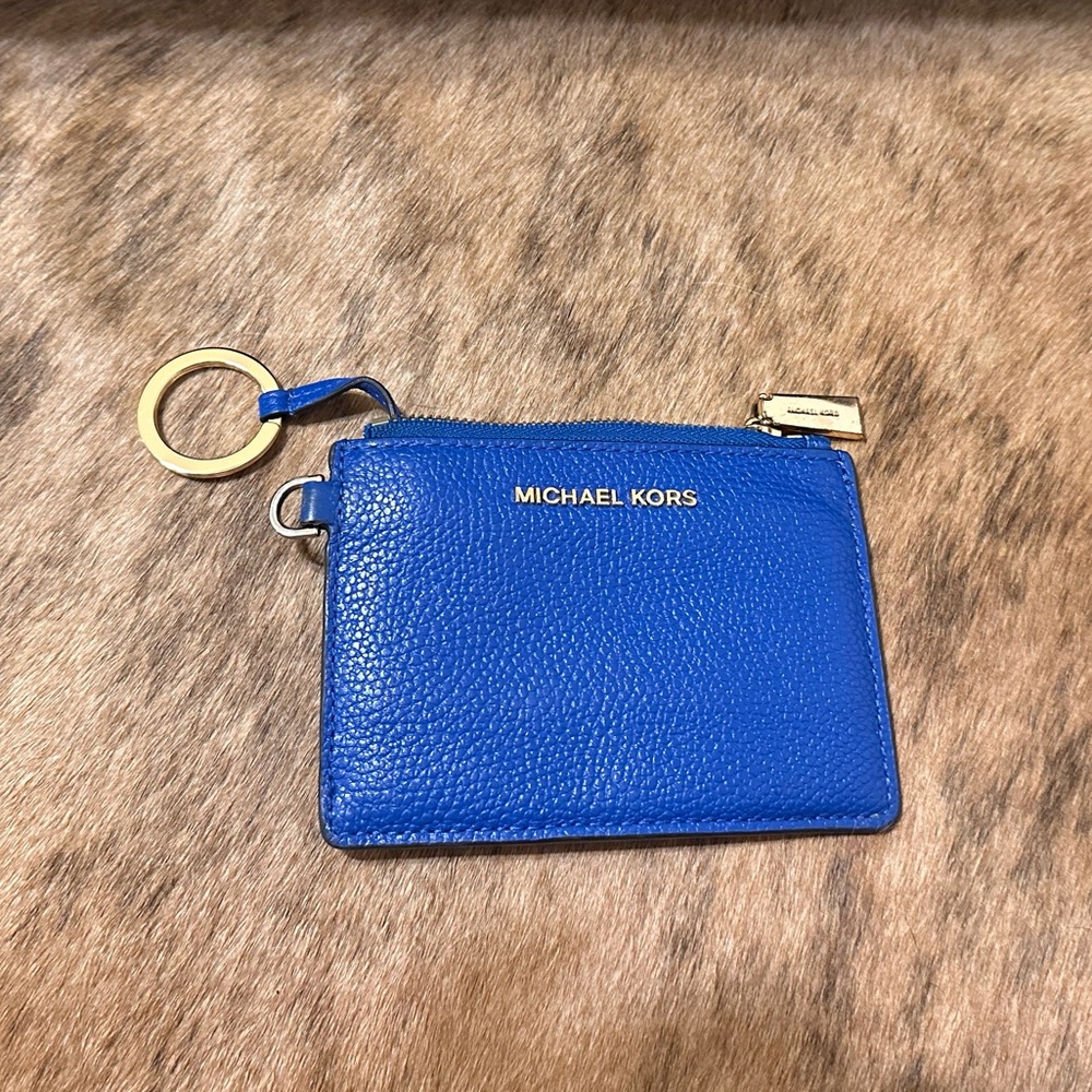 Michael Kors blue wallet with key ring
